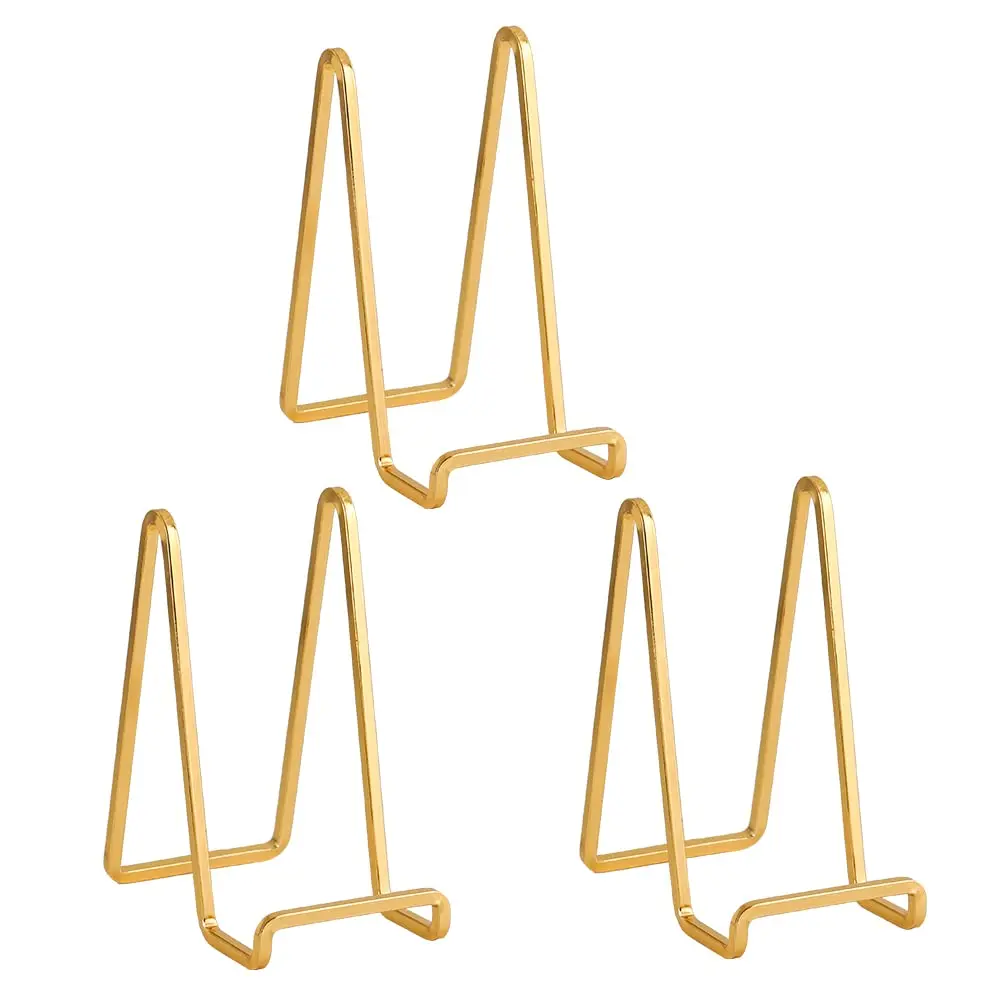 3 Pack Plate Holder Easel Display Stand,6 inch Metal Plate Stands for Display,Tabletop Picture Stand,Gold Iron Easels for Display Pictures,Photo Frames,Book,Decorative Plates,Plaque,Home Supplies