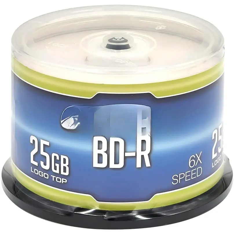 OQBDR06LT-50 6X 25 GB BD-R Single Layer Blu-Ray Recordable Blank Media Logo Top, 50-Disc Spindle