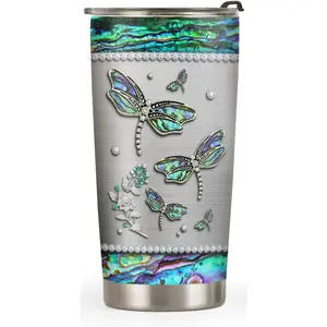 20oz Dragonfly Gifts for Women, Valentines Day Gifts for Her, Unique Birthday Gifts, Inspirational Gifts for Women, Printed Jewelry Dragonfly Tumbler Cup, Insulated Travel Coffee Mug with Lid