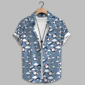 Cute Anime Hawaiian Shirt, Snorlax Hawaiian Shirt, Gift for Anime Lovers, Sleepy Cartoon Button Up, Kawaii Blue Tropical Shirt