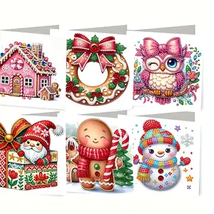 6-Piece Diamond Painting Christmas Cards Set, Sparkling DIY Art Kit with Envelopes, Perfect for Holidays, Birthdays & More
