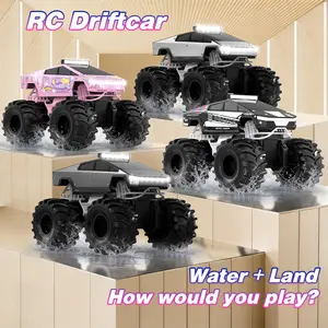 4WD Waterproof Pickup with LED Lights ,Cyber Truck RC Drift Car 1:18 Scale, 2.4GHz Remote Control Car, Unicorn, Police, Gift for Kids Boys & Girls Age 6+, RC Off Road Truck for Kids