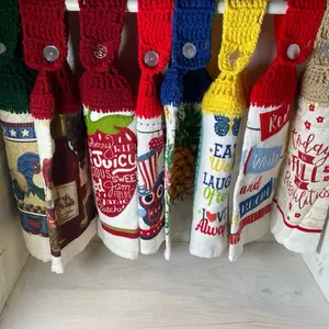 Crocheted kitchen hanging towel