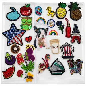 50pcs Assorted Embroidered Iron-On Patches, Fruit Flower Animal Applique Patch Set for Jackets, Jeans, Hats, Backpacks and DIY Clothing