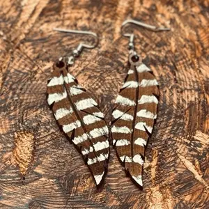 Leather Feather Earrings