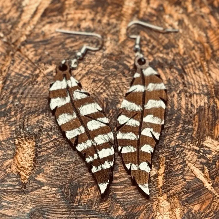 Leather Feather Earrings