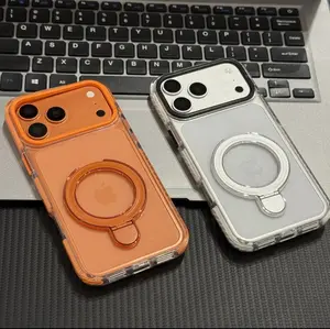 Magnetic Kickstand Two-Tone Phone CaseFeaturing A Built-In Rotatable Ring StandDelivering Hands-Free Convenience And Eye-Catching Style Suitable for Apple 17 16 15 14 13 12  C45