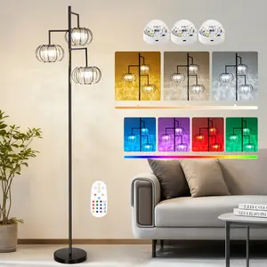 Modern Crystal RGB Floor Lamp with 15 Color Modes – Wireless Rechargeable LED Bulbs & Remote Control for Living Room, Bedroom, or Dining Area