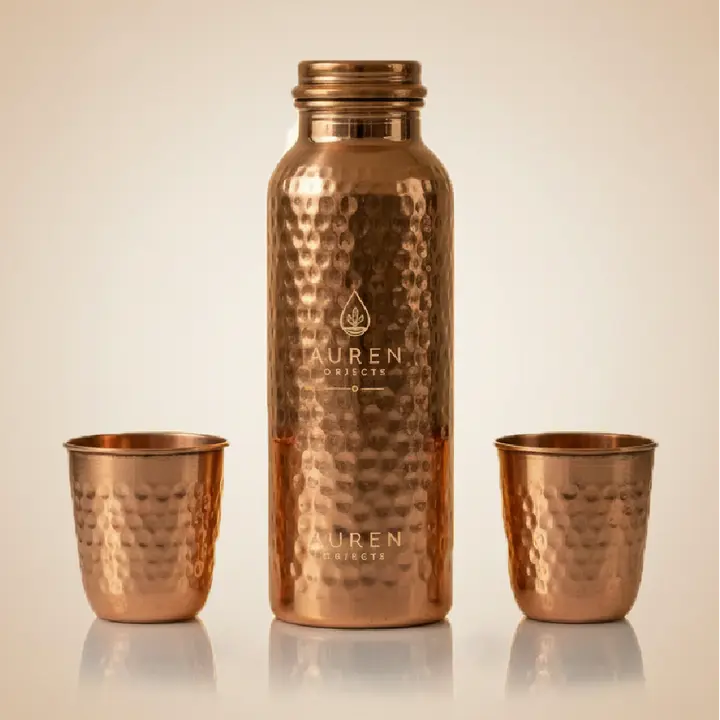 AUREN Copper Ritual Set - Drink Bottle, Reusable Cup for Summer Use