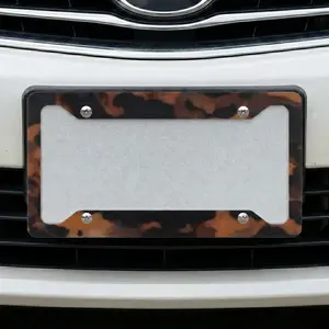 Tortoise Shell License Plate Frame, Brown Black Marble Car Tag Holder, Aesthetic Cute Car Accessories Metal Plate Frame, Unisex Car Decor Gift for Women Men