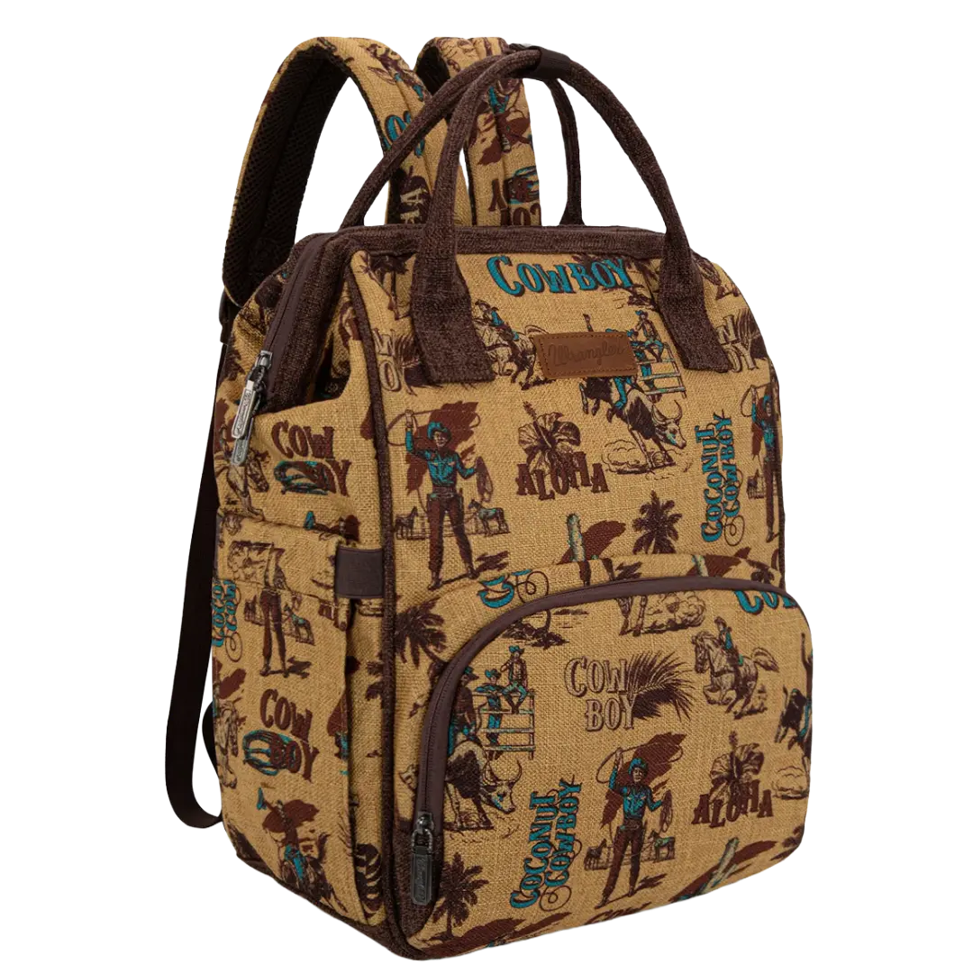 Wrangler Ladies Vintage Retro Cowboy Cool Print Dark Yellow Backpack WG60-9110DK-YL