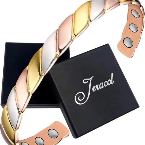 Jecanori Female Fashion Metal Adjustable Slider Bangle - Copper Magnetic Slider, Arm Candy Accessory, Band-Shaped Bracelet for Daily Wear