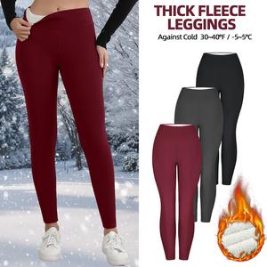 CHRLEISURE 3PCS Winter Warm Fleece Lined Leggings High Waist Women Workout Wear for Yoga Riding Casual Wear in Red Black & Gray