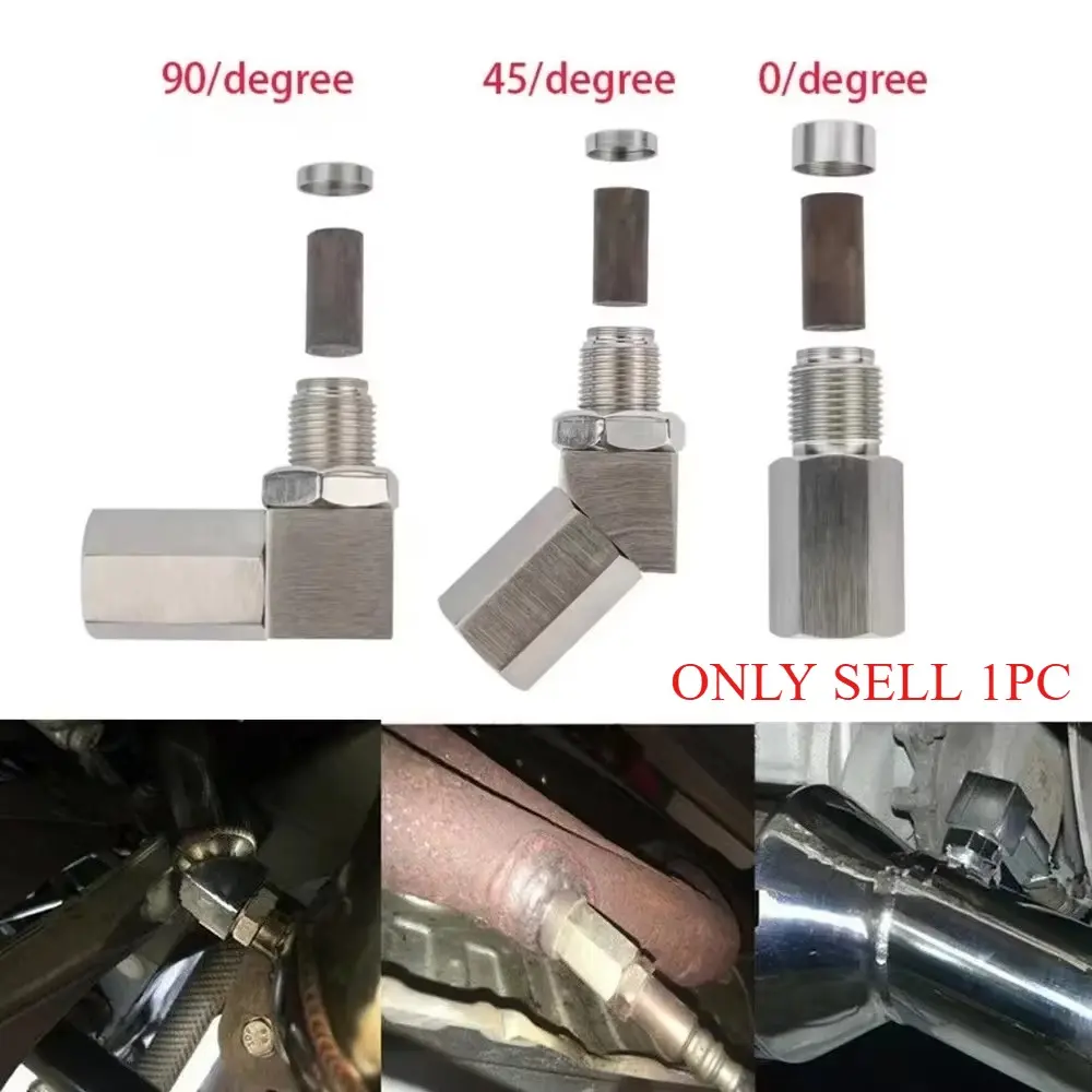 Carbon Steel Exhaust Catalyst Rear Oxygen Sensor Spacer 90 Degree Mini Catalyst Lambda O2 Adapter CEL Fix, M18*1.5 Universal