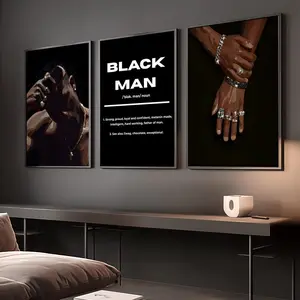 Set of 3 Black Man Art, Modern Decor, Masculine Wall Art, Wall Art, Urban Poster, Men's Gift Idea