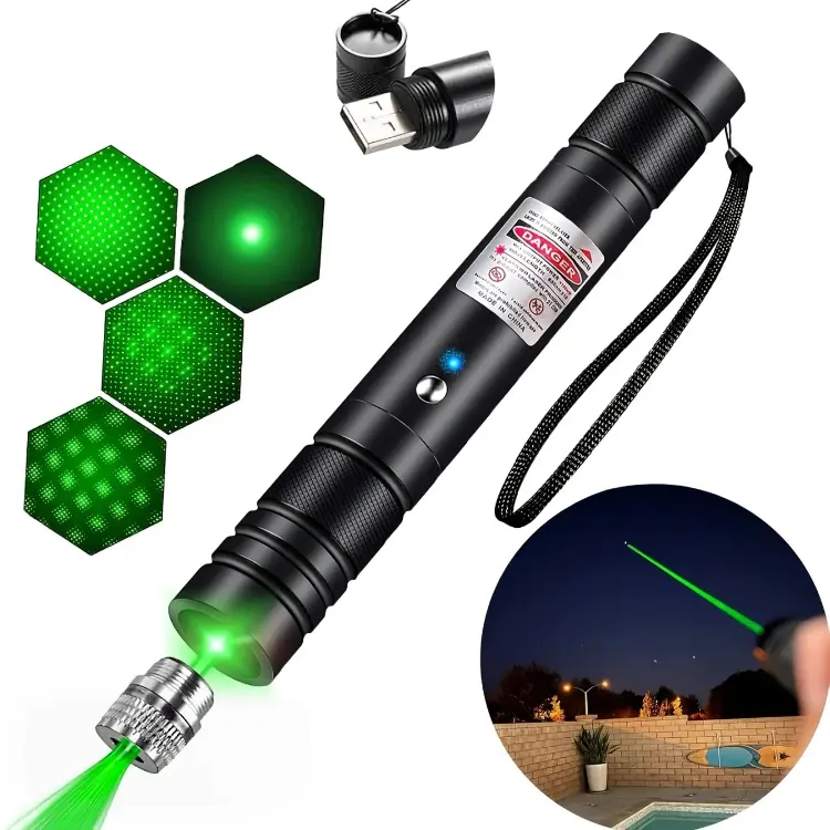 Rechargeable green laser pointer, interactive cat toy, can be used for office, presentations, TV LED, LCD screen pointing, outdoor astronomy and camping, a top choice for party gifts