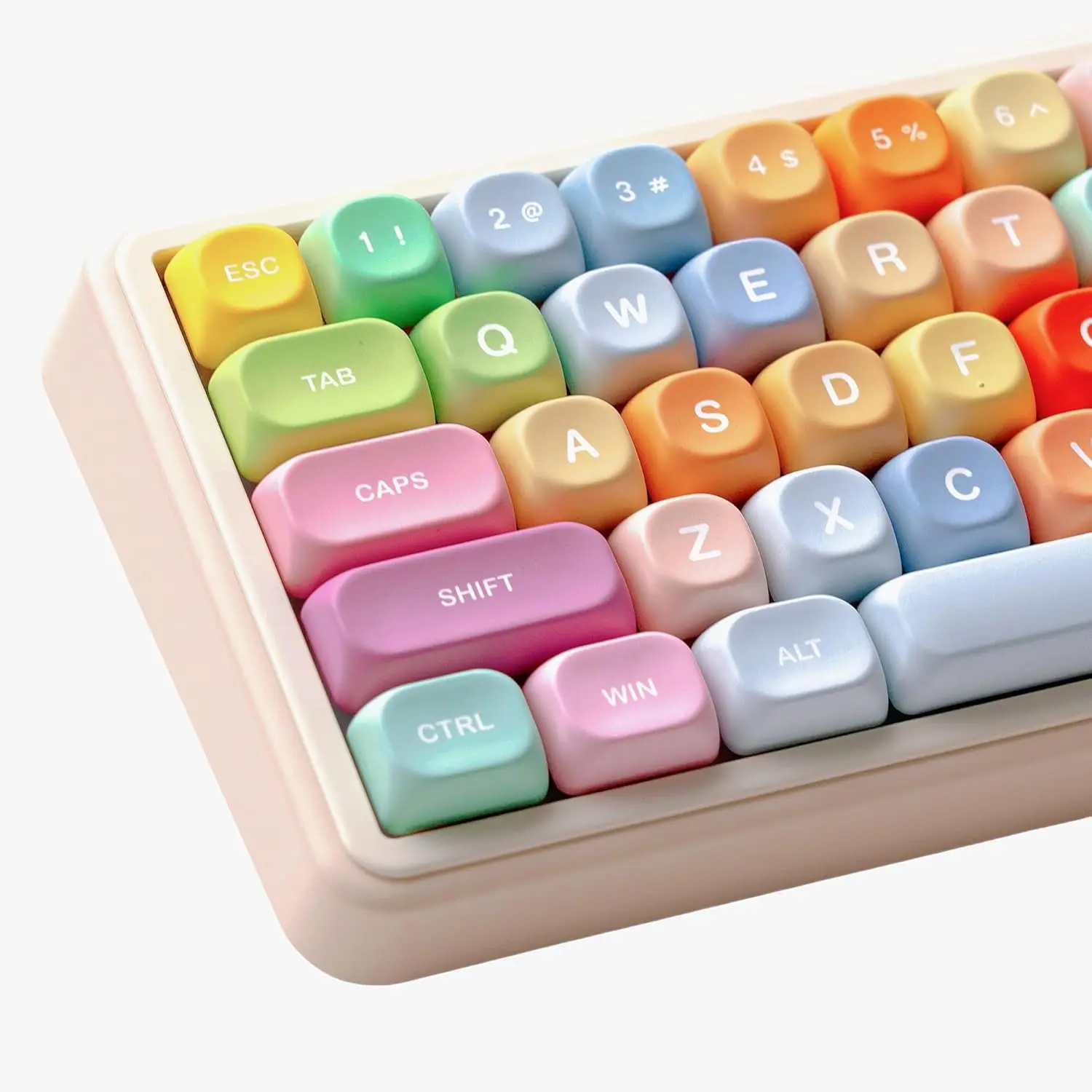 F-KCS01  Cute Candy PBT Keycaps, Gunmy Bear MOA Keycaps Dye-Sublimation,Colorful Custom Keyboard Key caps Set for 100% 75% 65% 60% TKL US Layout Mechanical Keyboard