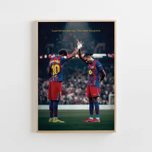 [UNFRAMED] Lamine Yamal & Raphinha Art, Rising Soccer Stars Poster, Football Fan Wall Decor
