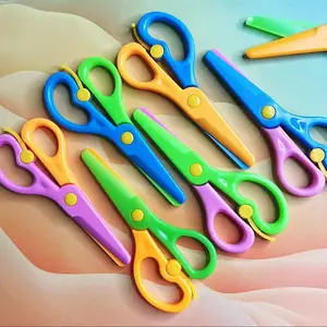 6-Piece Safety Craft Scissors Set, Sharp DIY Cutting Tools for Arts & Crafts Projects, Colorful Design for Creative Activities, Paper Cutters, Cutting Supplies