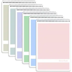 Steno Pads 6x9 6 Pack, Gregg Rule, 60 Sheets, 6 Assorted Color Spiral Notebook 6x9, White Paper, Take Notes with Top Spiral Notebook, for School, University, College, Work, Office