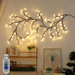 1/2 Pcs Bendable Willow Vine Lights 75FT 144LED Birch Tree Lights,USB Power Supply  8 Modes Artificial Plant Rattan String Lights, Indoor Atmosphere Night Lights for Bedroom Living Room Party Birthday Christmas Holiday Decor Perfect Gifts