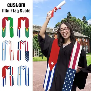 Custom Mixed 2/3/4 Flag Graduation Stole,Personalized Gifts for Student,Custom Graduation Sash for Friends,Custom Class of 2026 Flag Stole