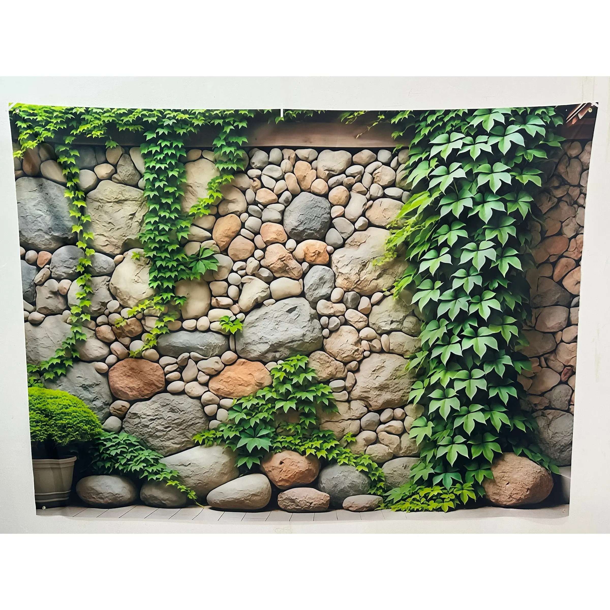 2D Flat Banner 1pc, Decorative Banner, Ivy Vines Climbing Stone Wall Backdrop Banner, Party Decorations Banners, Wall Hanging Backdrop, Textured Fabric Wall Covering, Home & Outdoor Decor, Party Decoration Supplies, No Electricity Needed