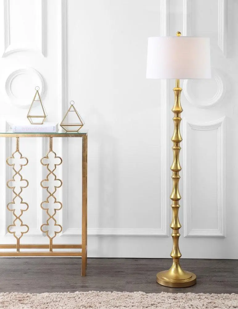 JONATHAN Y Jaxon Traditional Metallic LED Floor Lamp - 63" Tall Reading Light, Elegant Adults' Indoor Lighting with Base & Shade for Living Room, Bedroom (Floor Lamps & Torchieres), Ambient Decoration Lamp, None