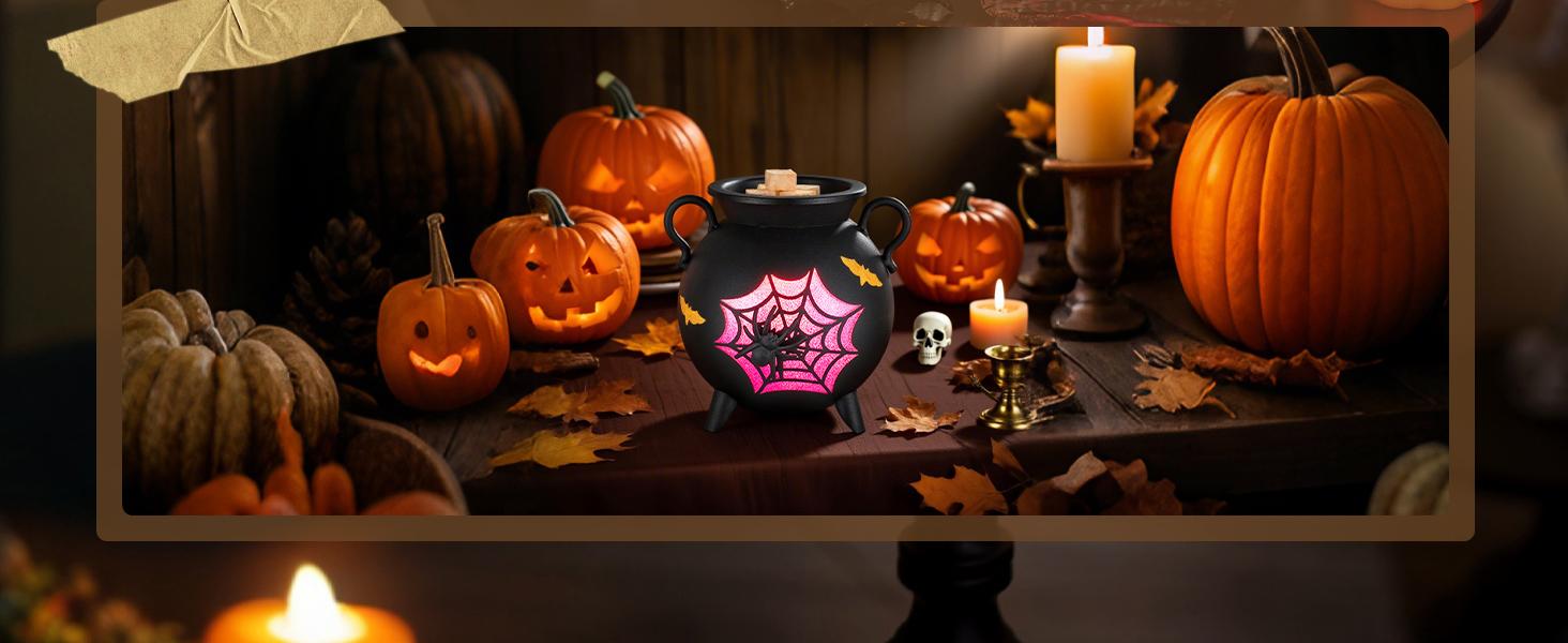 Cute Electric Wax Melt Warmer - Halloween Home Fragrance Burner with 2 Light Bulbs, Holiday Decorations, Room Scenting Gift for Women