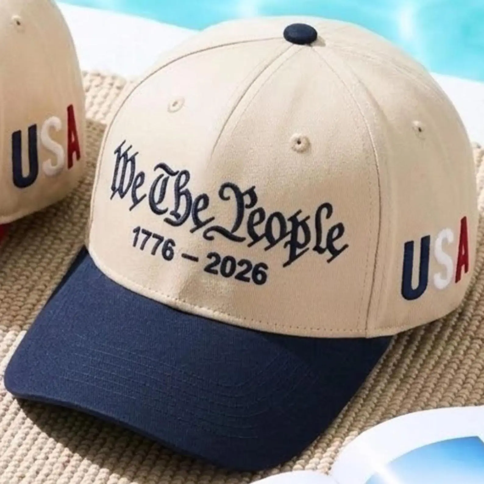 We The People Embroidered otto Cap, US Constitution Bicentennial Hat, Patriotic Freedom America History