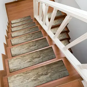 6/8/15 Piece Stair Mat Set, Industrial Style Concrete Texture, Indoor Outdoor Non-Slip Carpet, Rubber Backing, Perfect Home Decor, Kids Elderly Pet Friendly, Wooden Stair Non-Slip Carpet