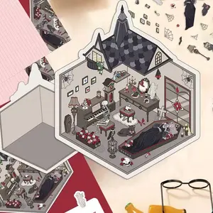 3D Gothic European Castle Model Stickers, Vintage DIY Decorative Wall Decals, Waterproof Phone Case & Cup Decoration, 2 Sheets