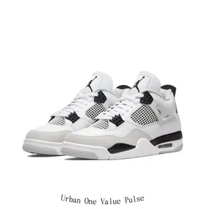 White & Black High-Top Sneakers with Leather & Mesh Upper, Grey Midsole & Visible Air Cushion – Retro Basketball Shoes for Men & Women