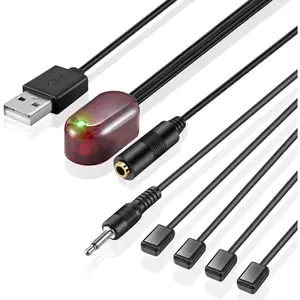 IR Repeater Hidden Infrared Remote Extender System 1 Receiver 4 Emitters Control Kit USB Adapter for Amplifier Cable Box Satellite TV Receiver CD DVD Player Blu-ray Player