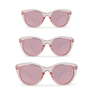 Calypso S-M-L Cranberry Sunglasses - Glossy Crystal Pink Frame & Rose Mirrored Lenses - Cat-Eye Style - Small, Medium, Large-XL Sizes - Polarized Glare Reduction