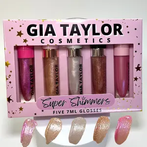 5 LIPGLOSSES // Super Shimmer Lipgloss SET //  super sparkly and smooth hydrating lipgloss // vegan cruelty free non sticky and moisturizing lipgloss lipbundles
