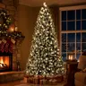 Sweetcrispy Pre-Lit Snow-Flocked Artificial Christmas Tree - LED Lighted, 250 Warm-Toned LED Lights, 8 Modes, Full Branches for Decor, Heavy Metal Foldable Stand, Christmas Room Decor, Mood Lighting, Home Holiday Supplies