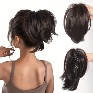 Synthetic Clip Straight Hair Circle Ponytail Wig For Women Ponytail Hair Accessories Short Curly Smooth Ponytail Extension A Variety Of Colors Are Available Halloween Christmas