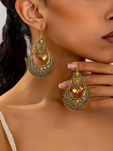 Vintage Bohemian Hollow Geometric Dangle Earrings for Women, Fashionable Drop Earrings for Daily Wear & Gifts, Elegant Ladies Jewelry, Boho Style Jewelry