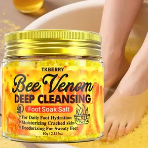80G Bee Venom Foot Bath Salt, Made from Natural Sea Salt Granules, Perfect for Foot Soaking And Deep Cleansing of The Skin After Exercise Or Long Periods of Sitting, Suitable for Dry And Cracked Feet, a Refreshing Gift for Summer,Foot Care Perfect for gif
