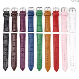 Genuine Leather Watch Strap, Bamboo-Grain Cowhide with Colored Crocodile Texture, Pin Buckle & Quick-Release Spring Bars, Premium Replacement Band in 18/20/22mm Sizes for Everyday & Formal Wear