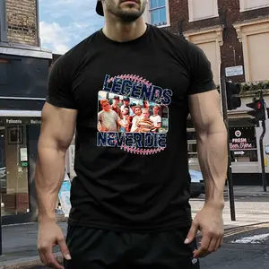 The Sandlot Legends Never Die Vintage Print T-Shirt - 100% Cotton Breathable Retro Baseball Tee, Classic Sandlot Cast Graphic for Nostalgic & Fan Style