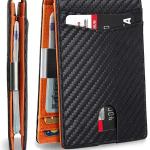 Men's Carbon Fiber Pattern Wallet, Ultra-Thin, Compact Design, Ideal for Everyday Use RFID Blocking Slim Magnetic mens esrmag safe