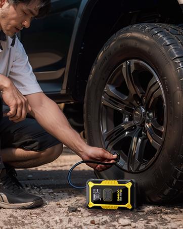 GOOLOO A3 YELLOW Jump Starter with Air Compressor, 3000A Portable Car Battery Booster (9.0 Gas/6.5L Diesel) with 150PSI Auto-Shutoff Tire Inflator