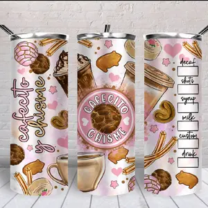 Cafecito y Chisme 20 oz Tumbler with Sweet Coffee Design Elements Drinkware Beverage Flasks for Your Beverage Needs