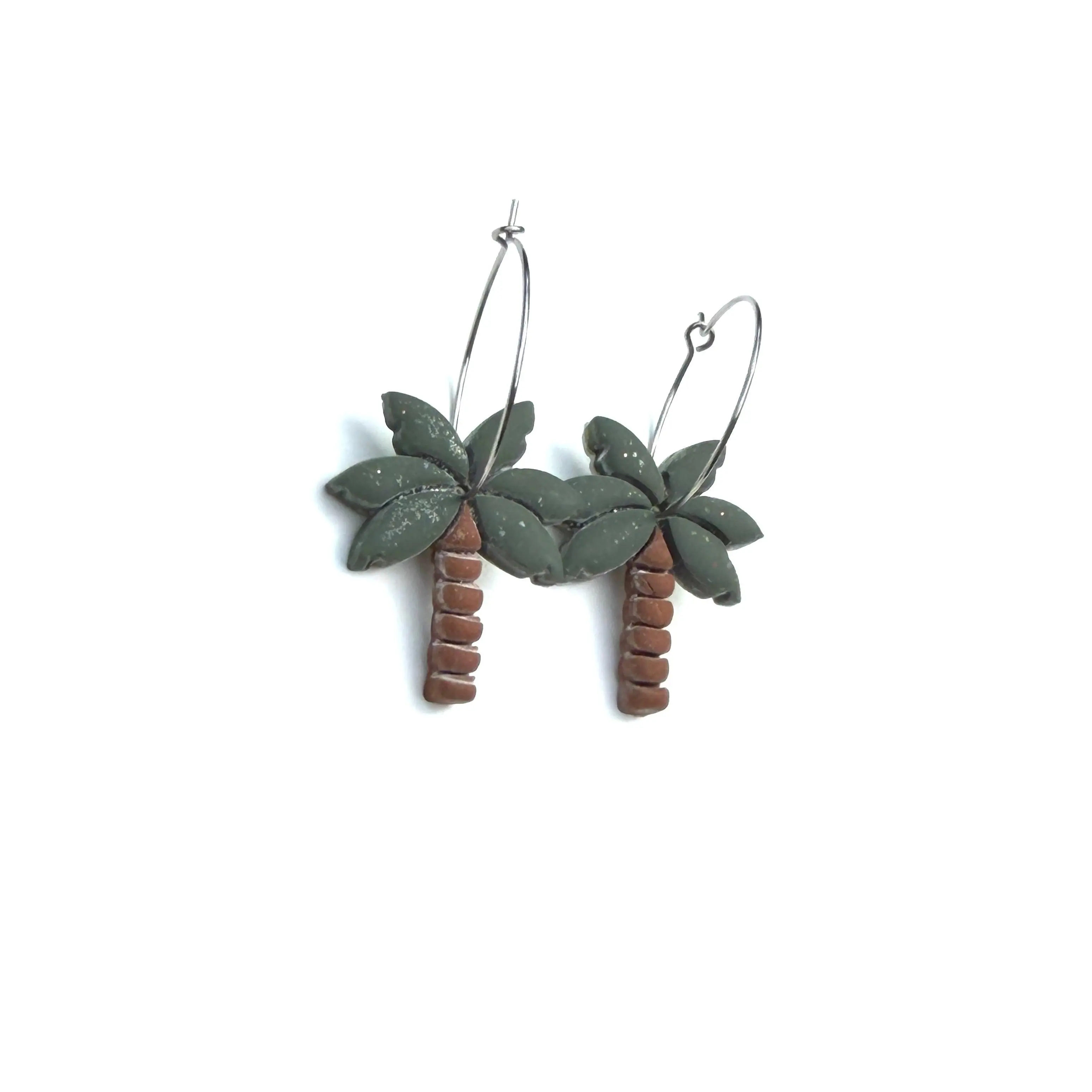 Enchanted Island Polymer Clay Handmade Hoop Dangle Earrings, Hoop Shape Costume Fashion Accessories, Polymer Clay Earrings, Hoop Shape Earrings