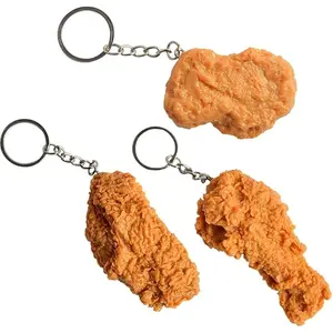 3-Piece Simulated Fried Chicken Legs & Wings Keychain Set, Creative Cute Fashion Keyring for Handbags, Car Accessories, Purse Decor Pendants
