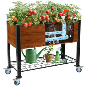 Raised Garden Bed with Legs and Wheels, Self-Watering Woodish Planter Box, Heavy Duty Metal Stand Elevated Raised Bed with Drainage Hole, Built to Withstand Sun, Rain, and Wind for Up to 2 Years, 36x16x30in