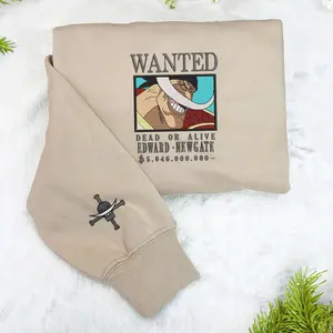 Anime Character Embroidery Sweatshirt, Edward Newgate LongSleeves Embroidered Sweater, Matching One_Piece Clothing, Matching Couples, Pullover Comfort Sweatshirt, Funny Sweatshirt, Trendy