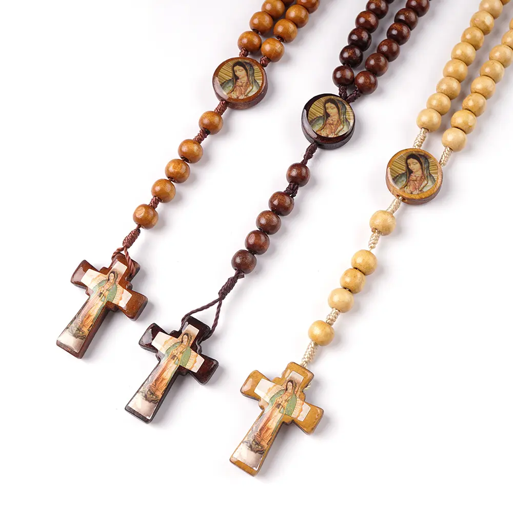 wooden Rosary Mixed Guadalupe - Rosario de madera Guadalupe Mixto